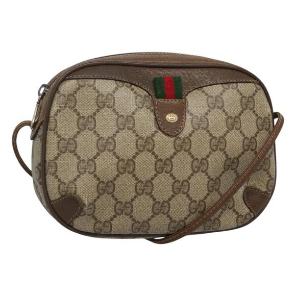 GUCCI GG Supreme Web Sherry Line Shoulder Bag Pvc Beige Green Red - Picture 1 of 16